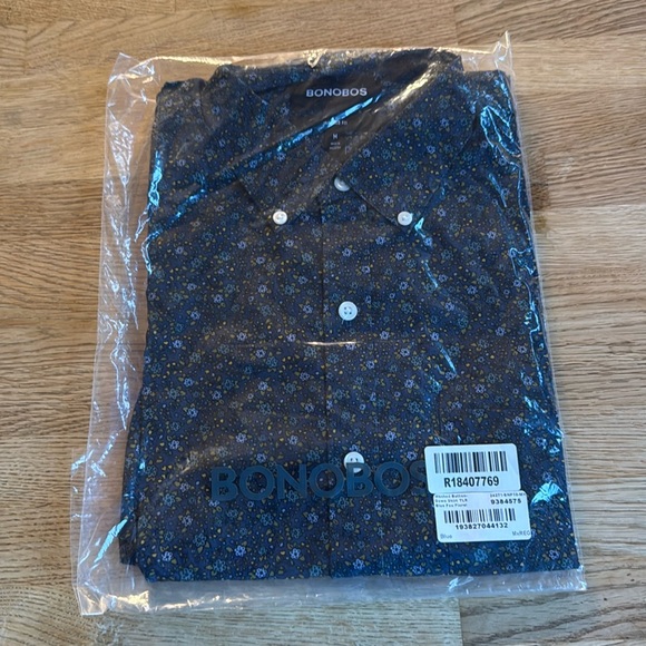 Bonobos Washed Button Down in Blue Fox Floral size Medium Tailored - Picture 3 of 8